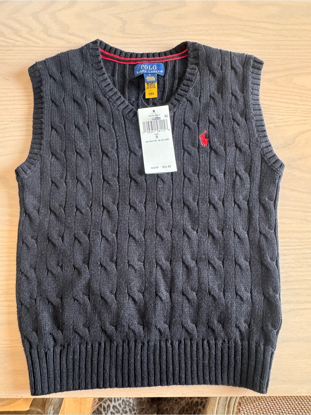 Nwt boys size 5 polo rough Lauren cableknit vest Christmas
